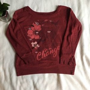 Women's Red Floral 'Be the Change' Pullover Sweater